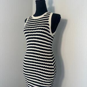 The Workshop Crochet 100% Cotton Striped Beachy Quiet Luxury Cover-up Dress, S